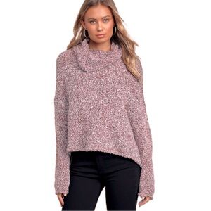 Sincerely Jules Pink Marled Knit Cowlneck Sweater Womens Size XS